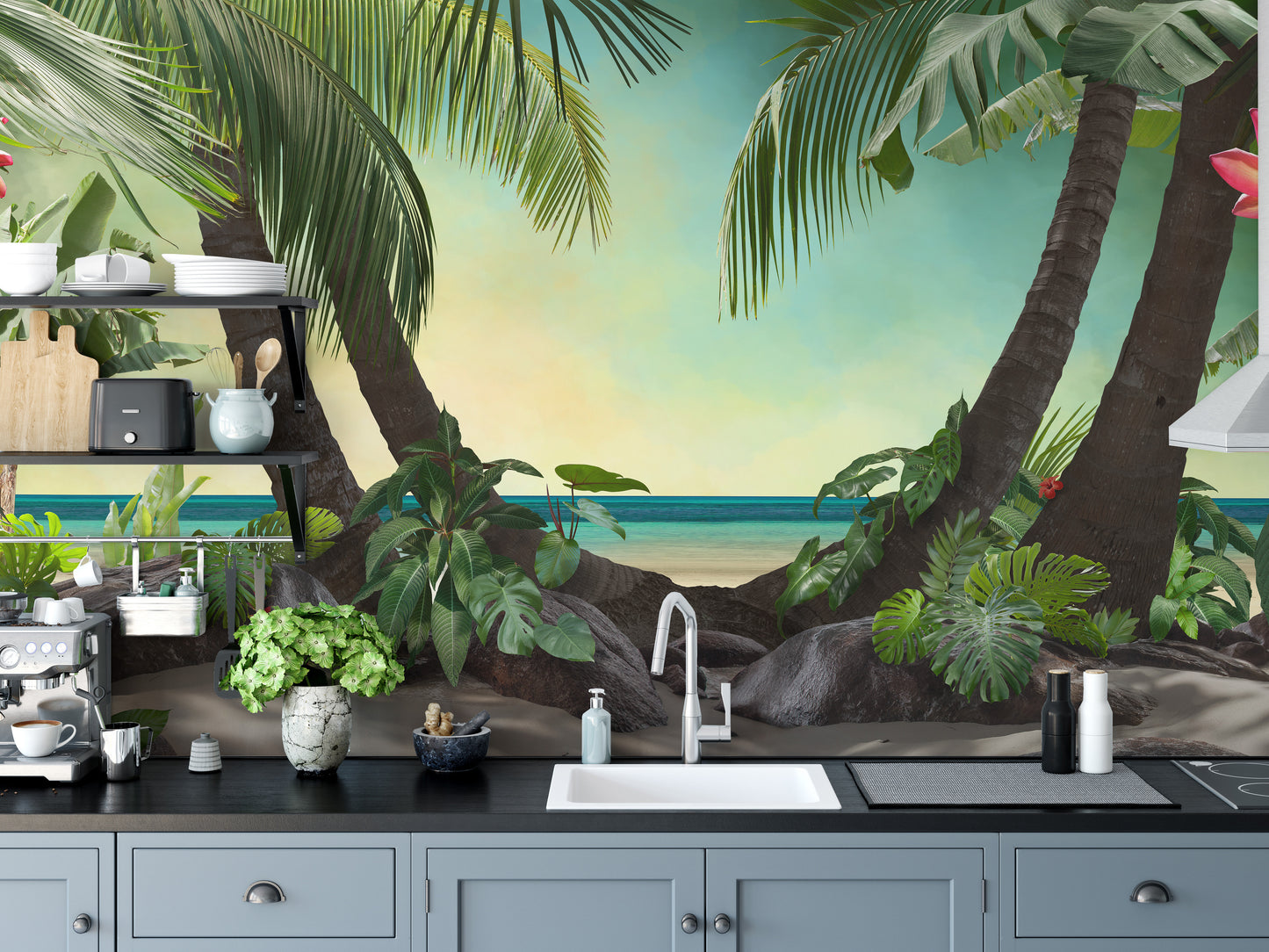 Beach Lagoon View Wallpaper Mural