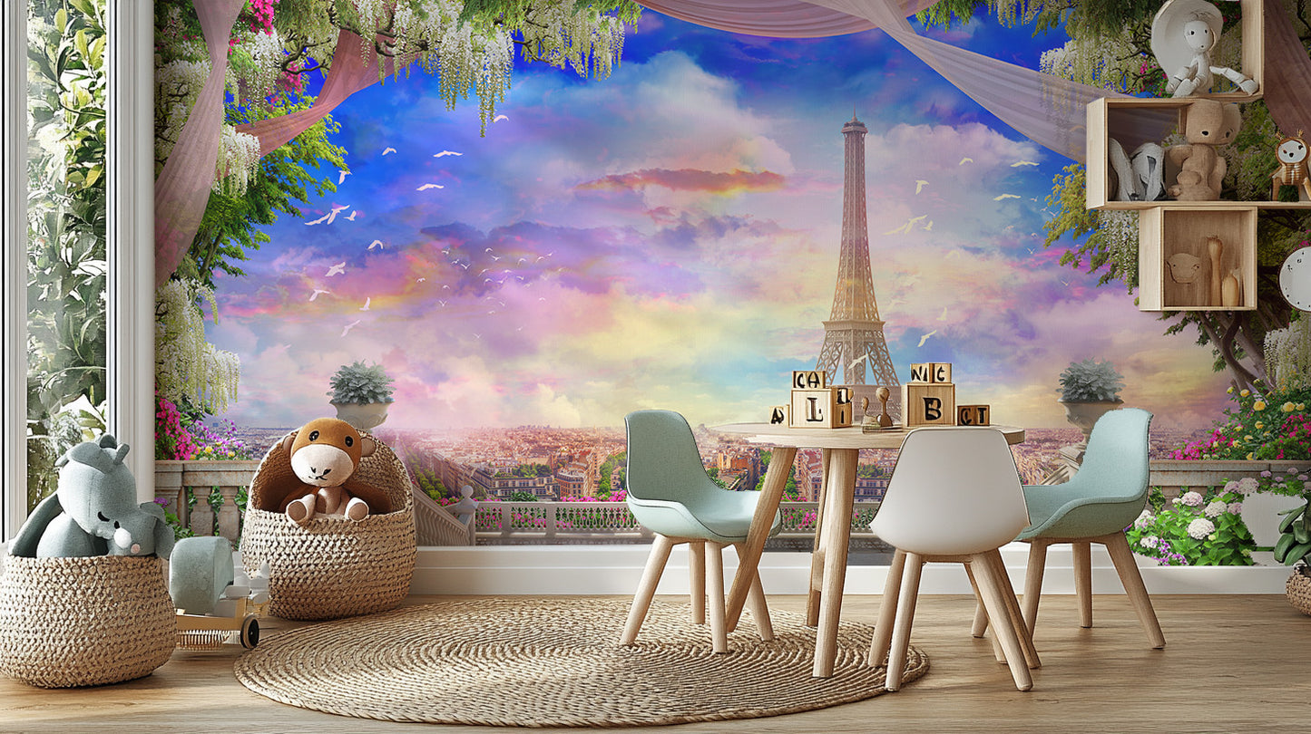 eiffel tower in paris wallpaper mural