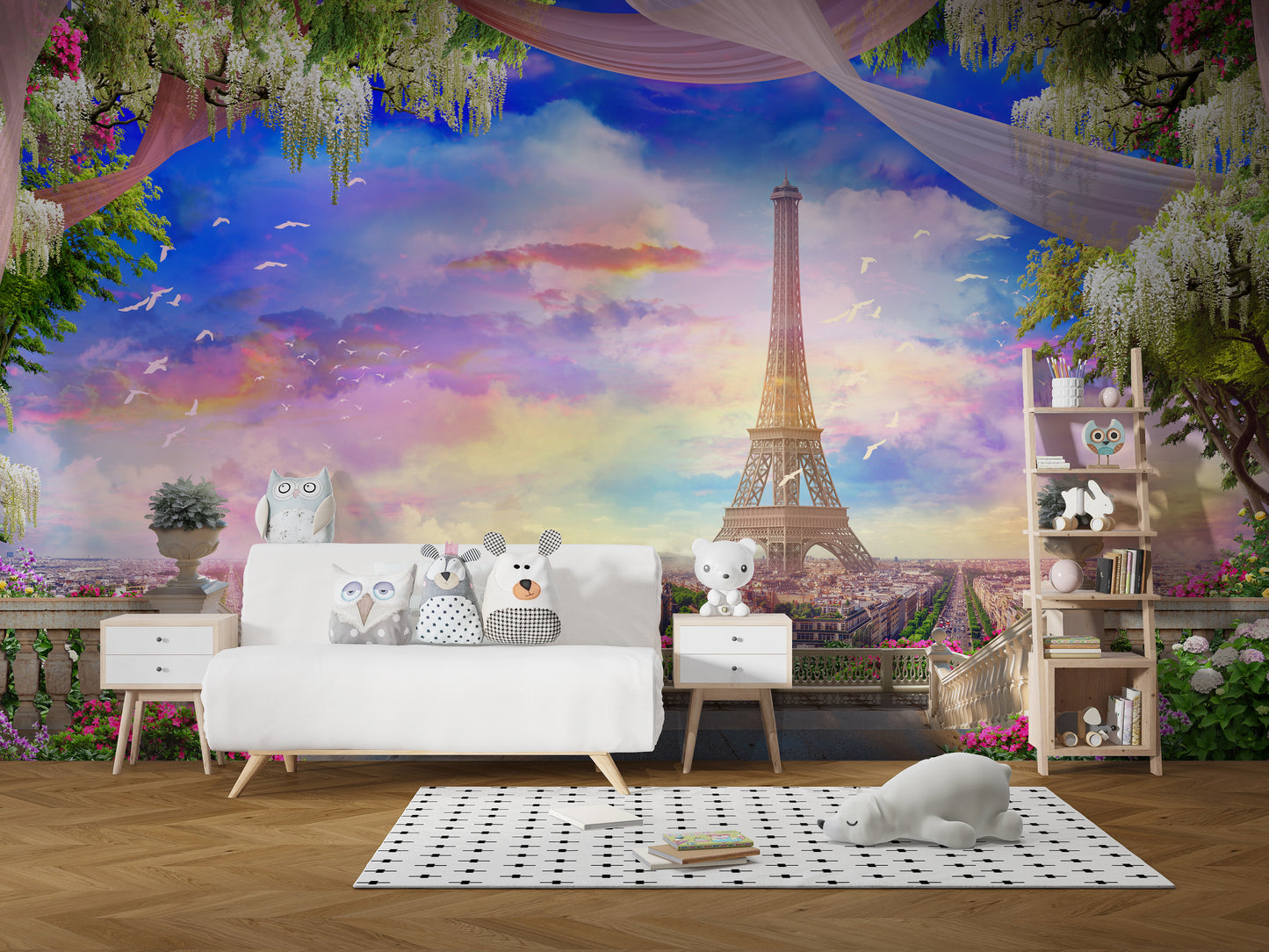 eiffel tower in paris mural wallpaper