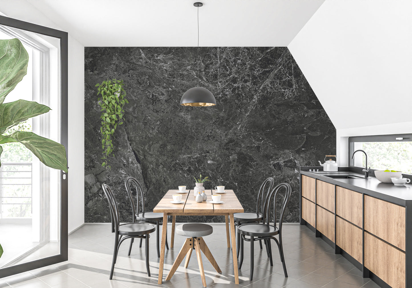 Black Marble Stone Texture Wallpaper Murals