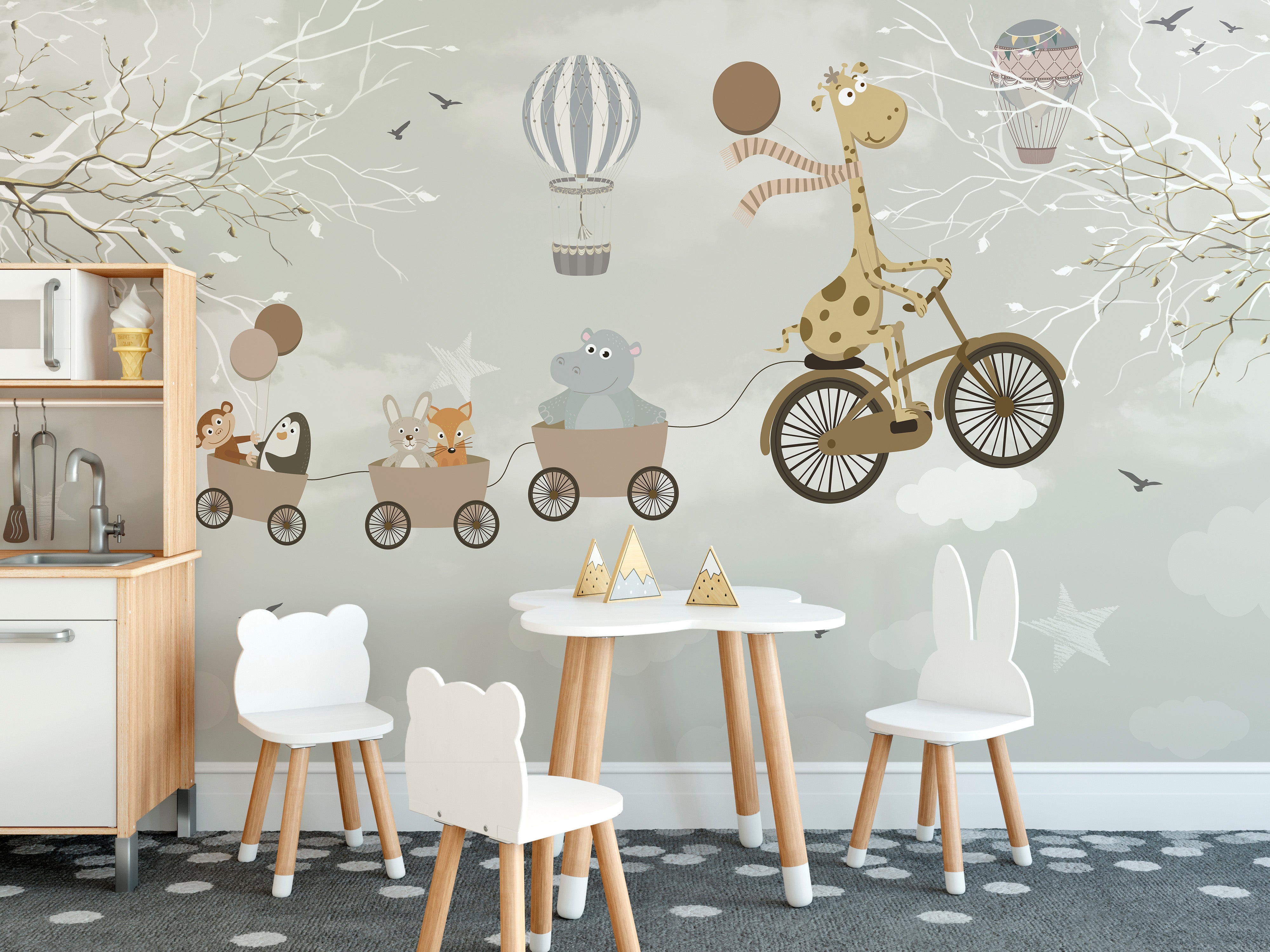 Sky cycling mural for modern interiors