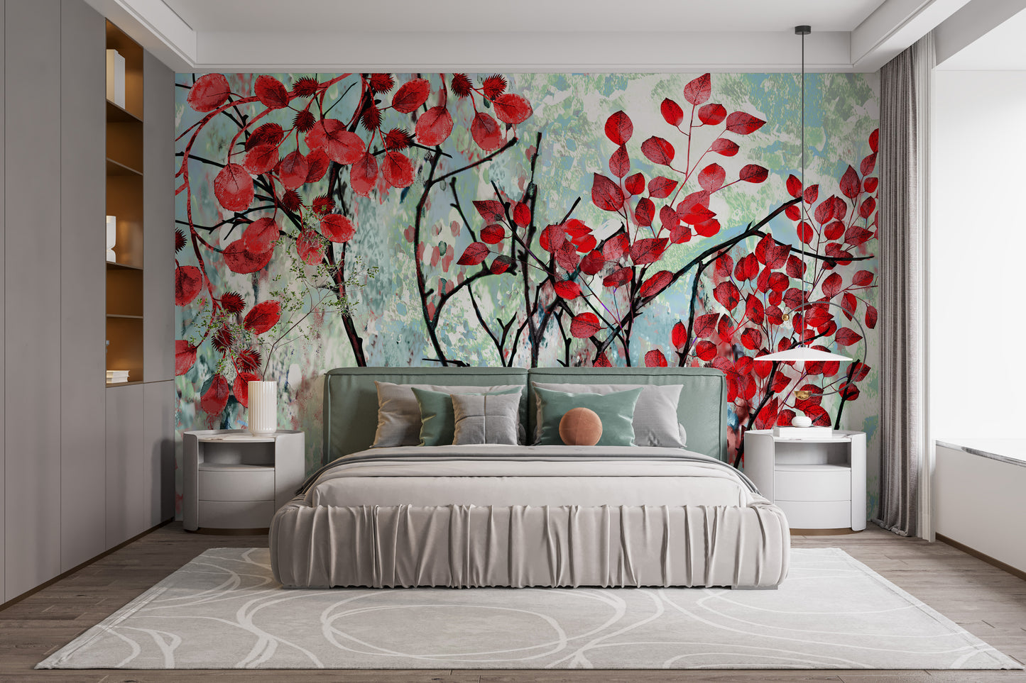 Oil Painted Red Leaves Wallpaper Murals - Giffywalls