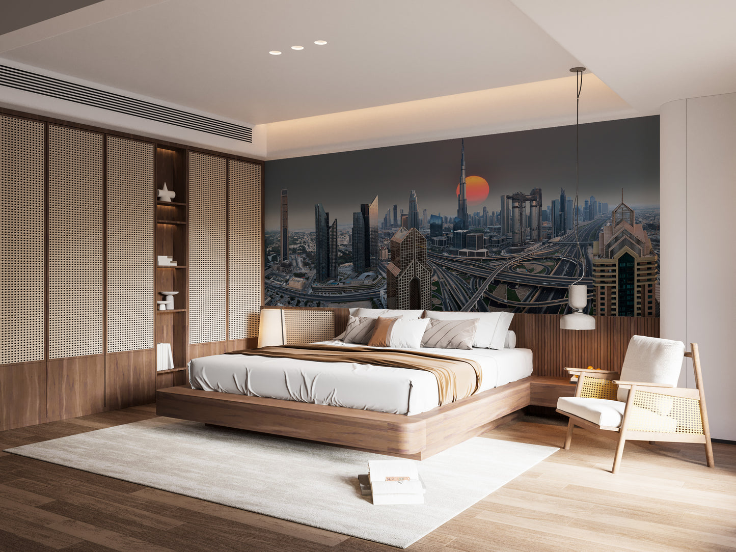 Dubai Skyline During Sunrise Wallpaper Murals