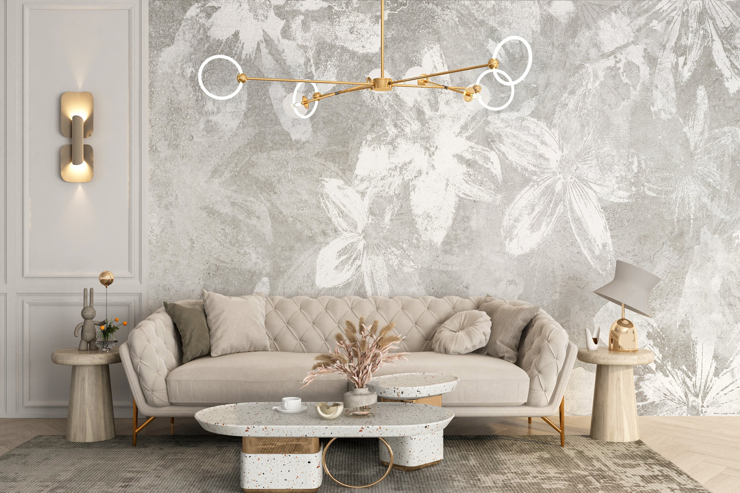 Rustic White Flower Wallpaper Murals