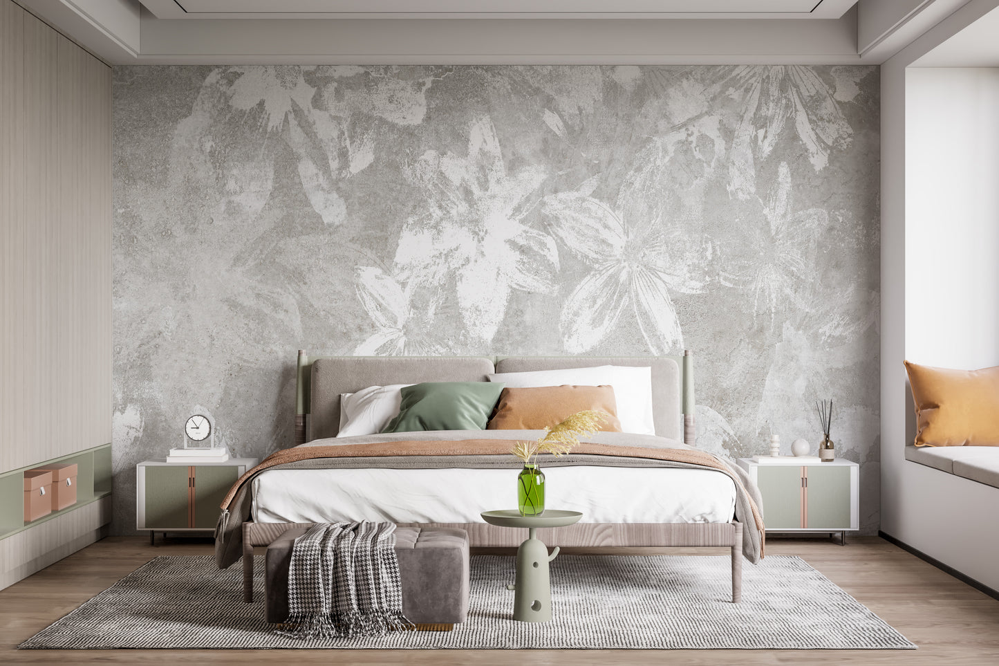 Rustic White Flower Wallpaper Murals