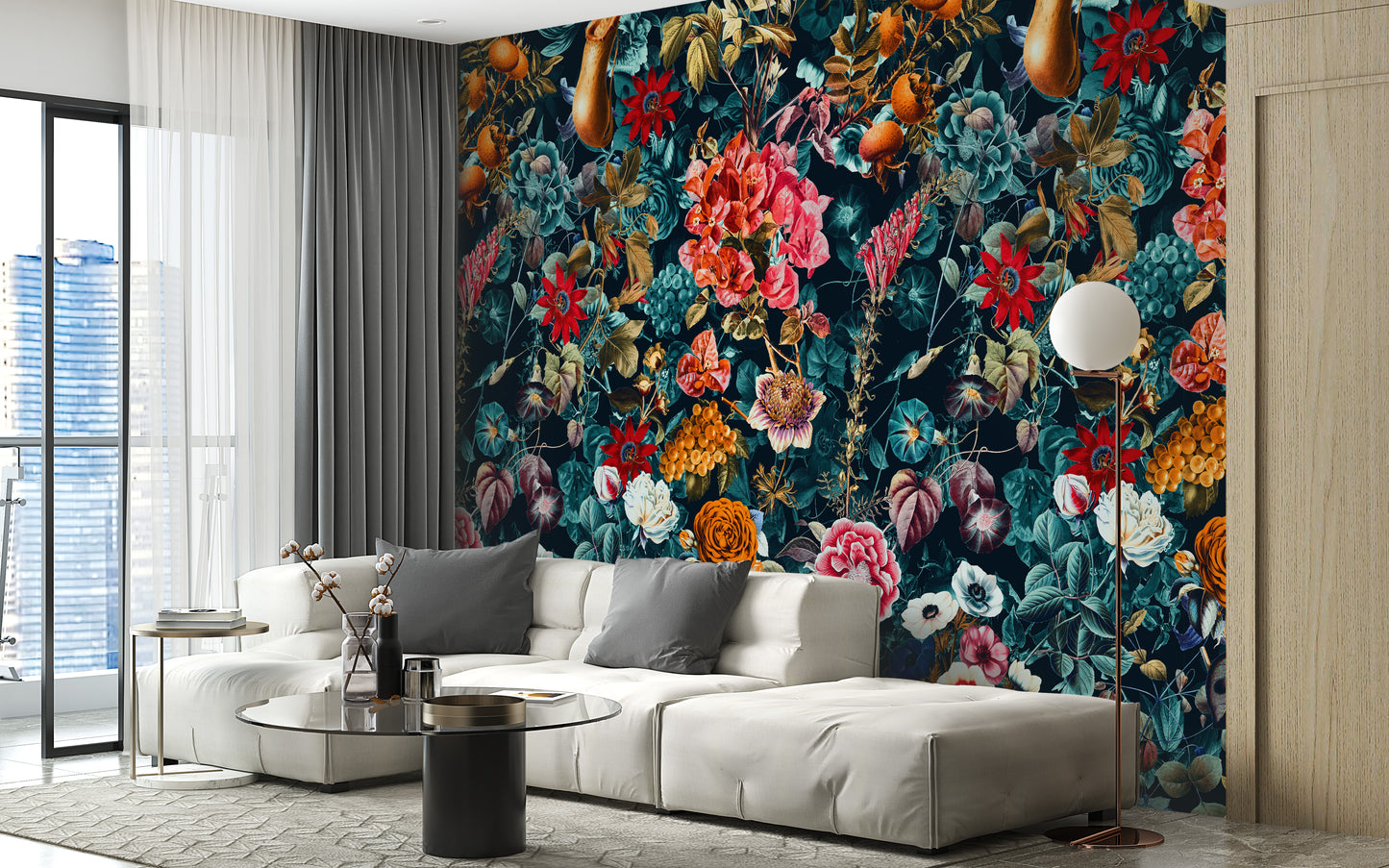 Dark Flower and Leaves Pattern Wallpaper - Giffywalls