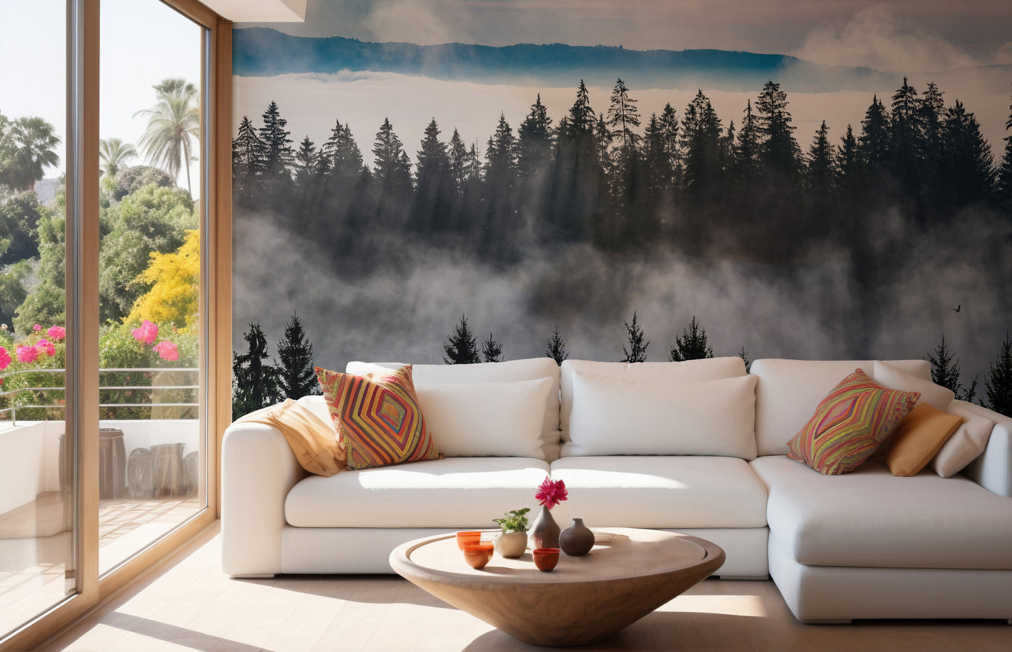 Misty Forest Mountain Wallpaper Murals - Giffywalls