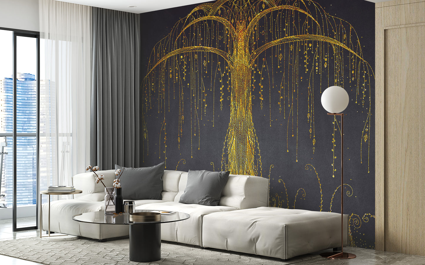 Gold Abstract Ornamental Tree Wall Murals