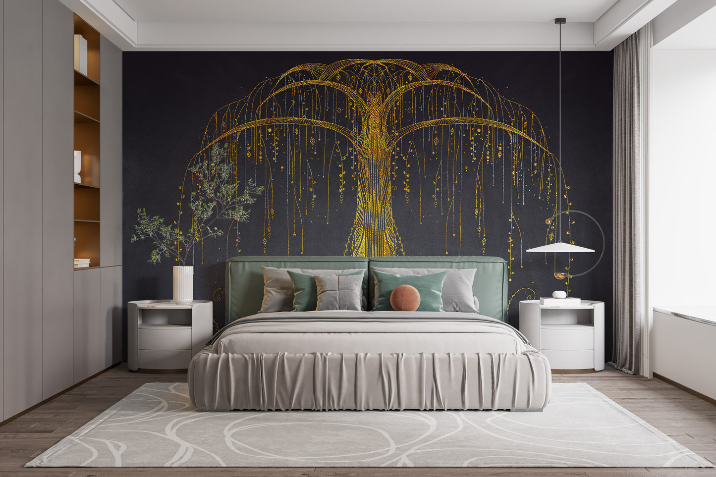 Gold Abstract Ornamental Tree Wall Murals