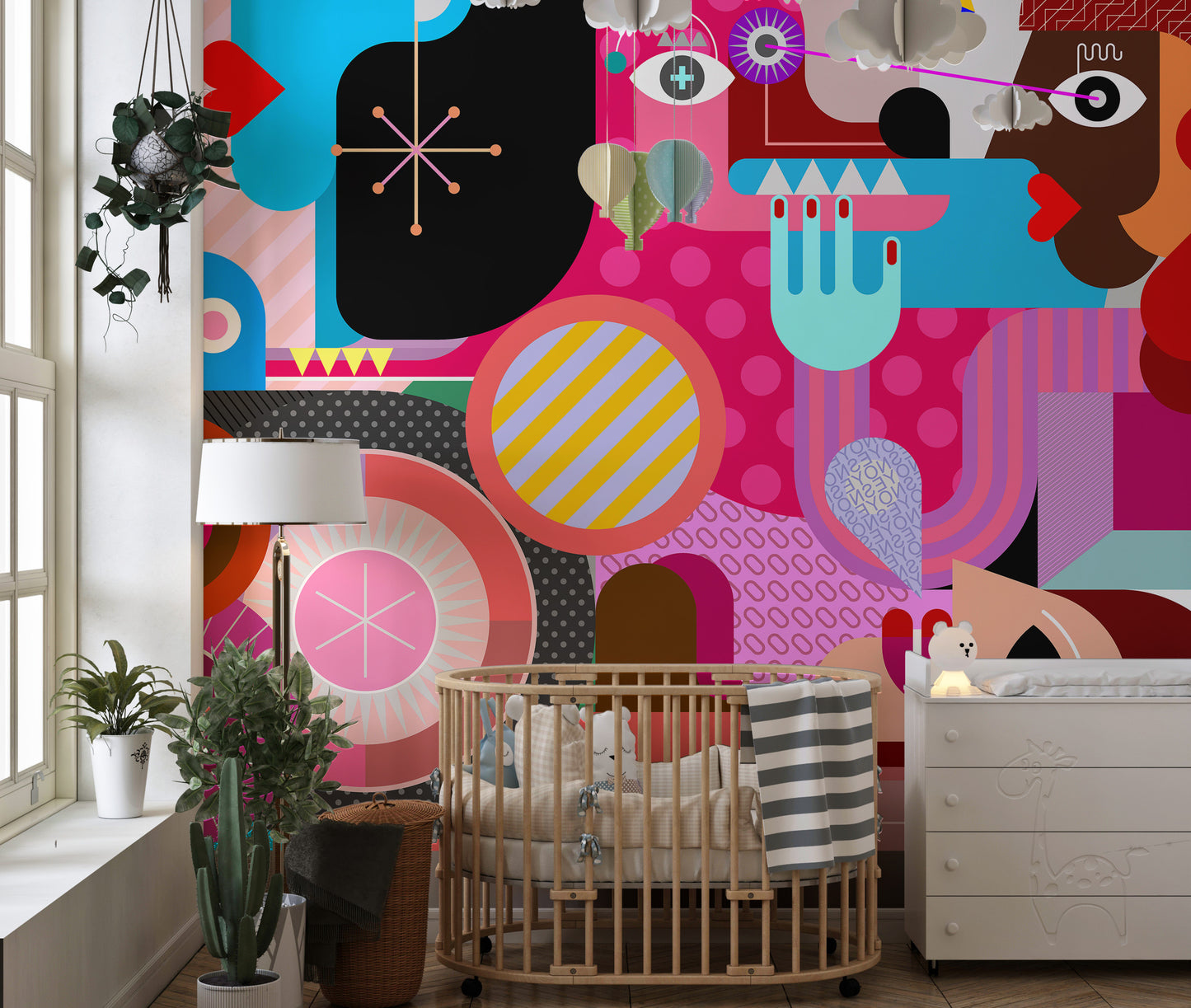 Abstract Designed Group of People Wall Murals