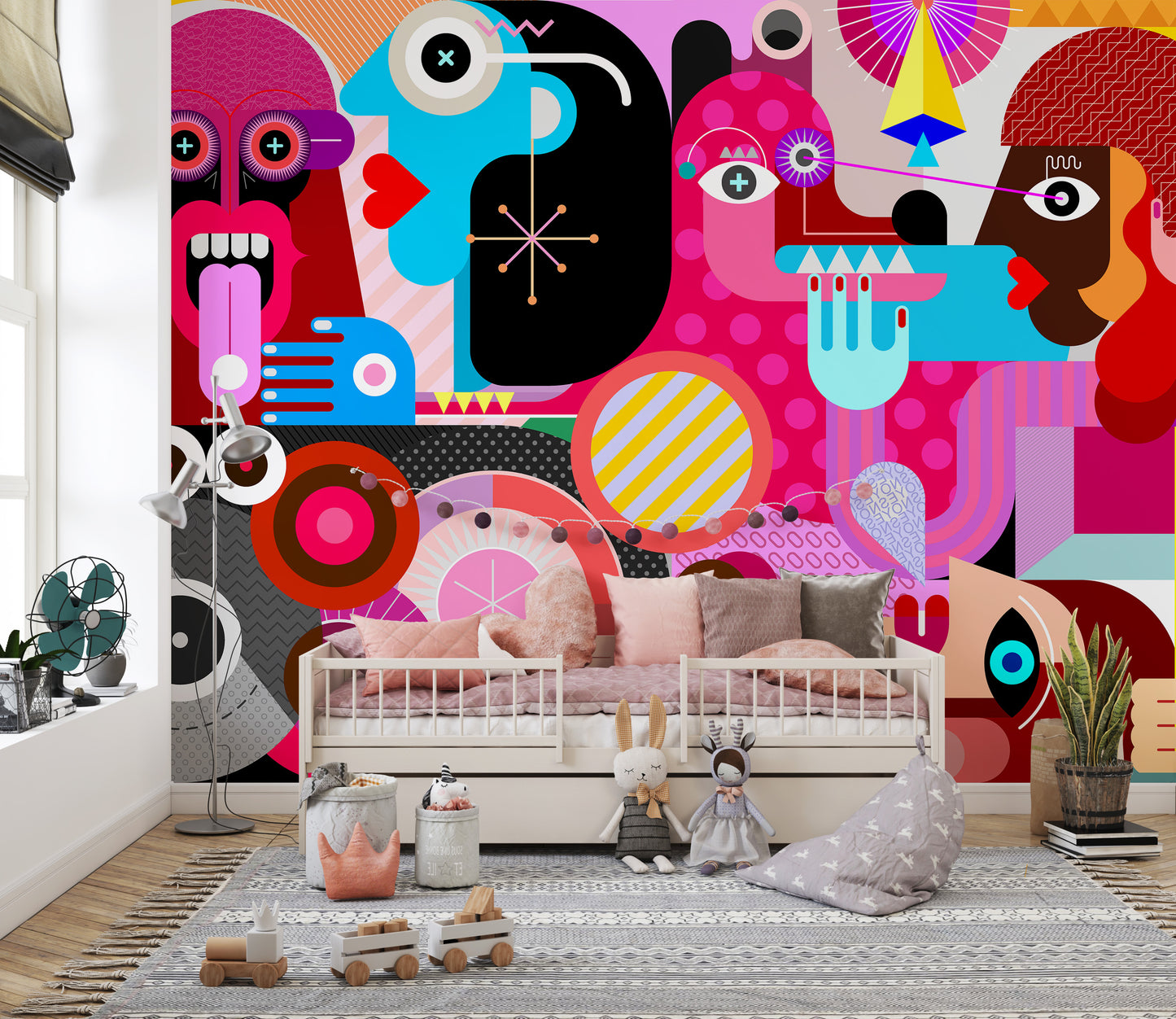 Abstract Designed Group of People Wall Murals