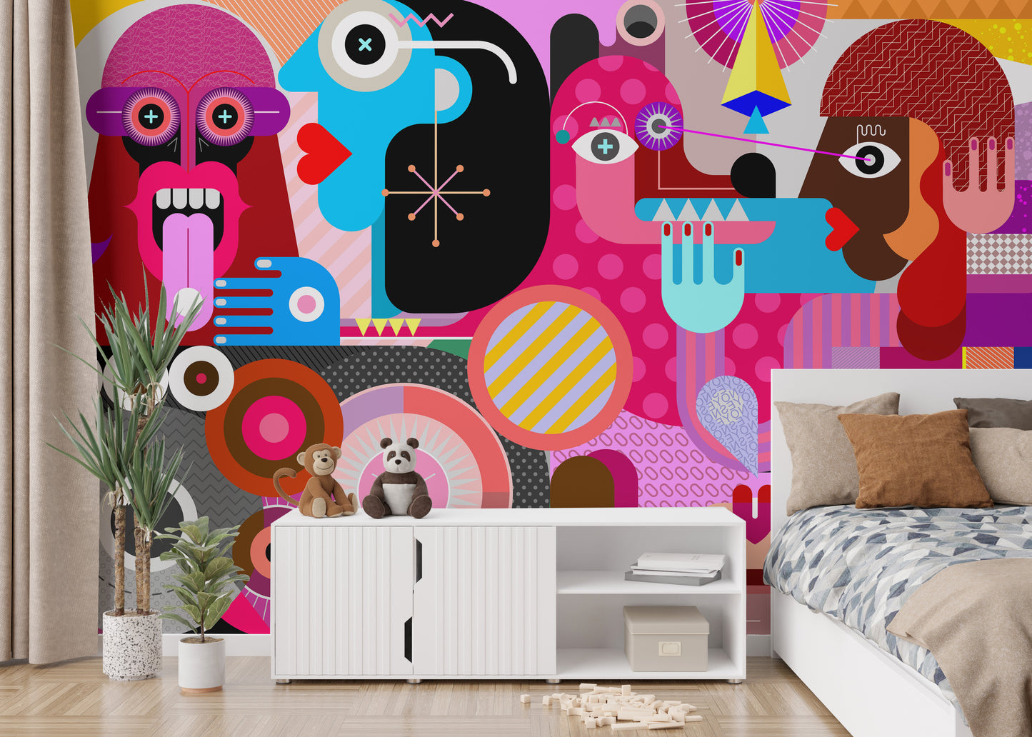 Abstract Designed Group of People Wall Murals