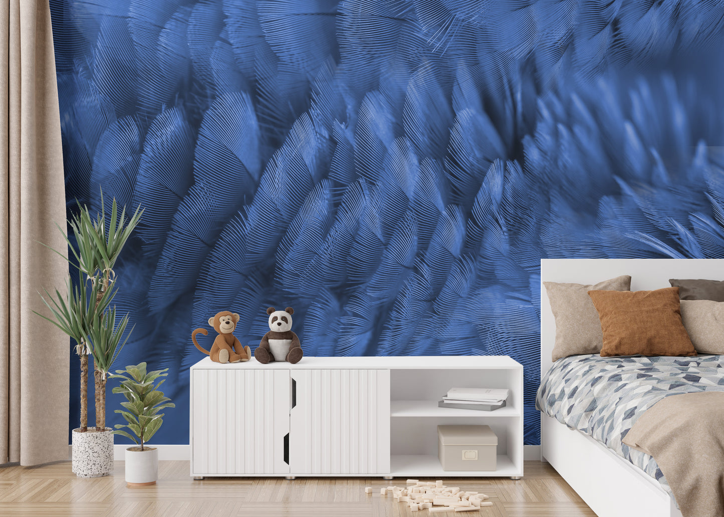 Blue Macaw Feather Wallpaper Murals