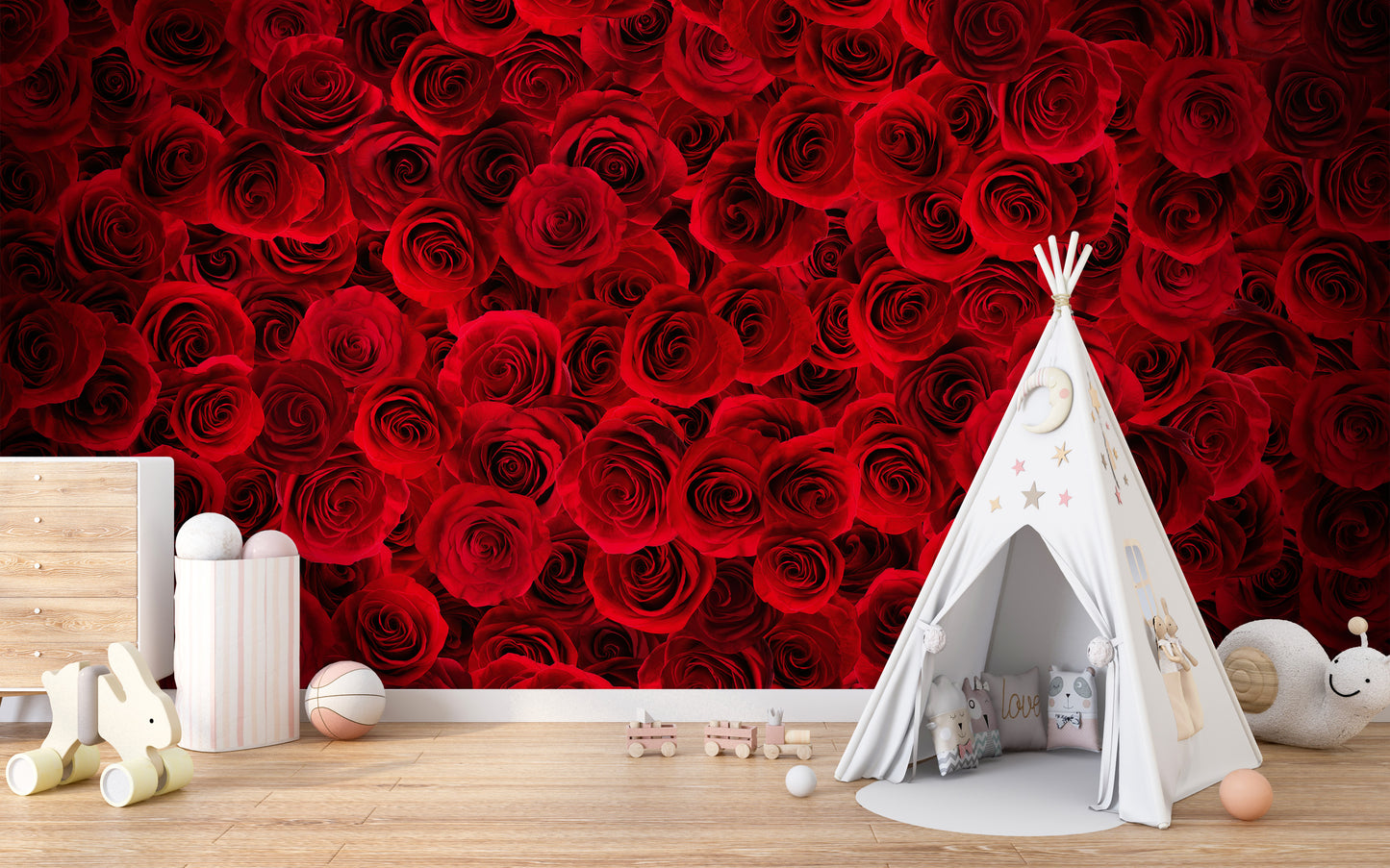 Bright Red Roses Backdrop Wallpaper Wall Murals