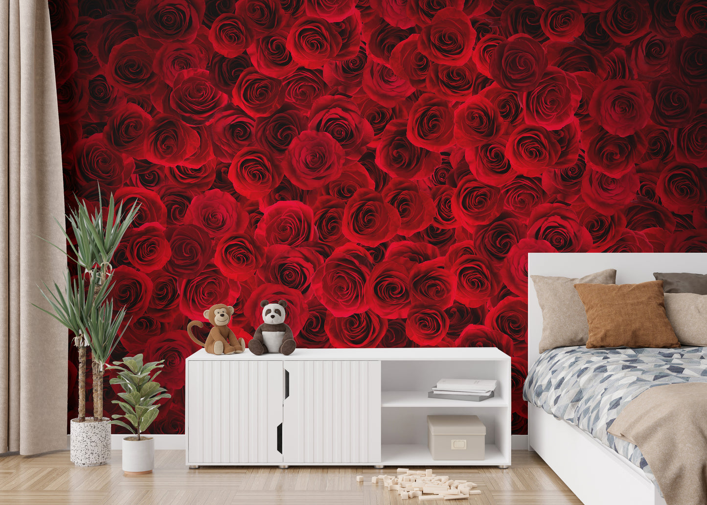 Bright Red Roses Backdrop Wallpaper Wall Murals