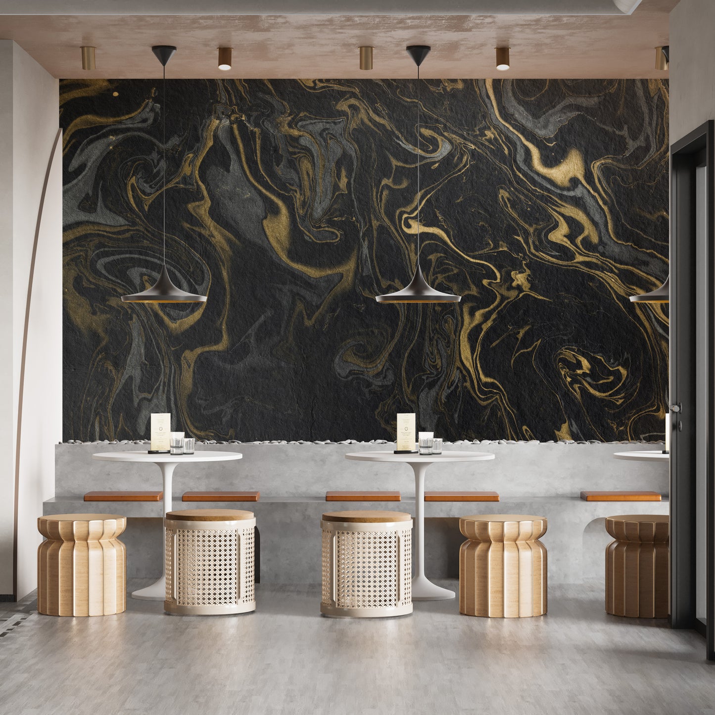 Black and Gold Marble Effect Wallpaper Wall Mural