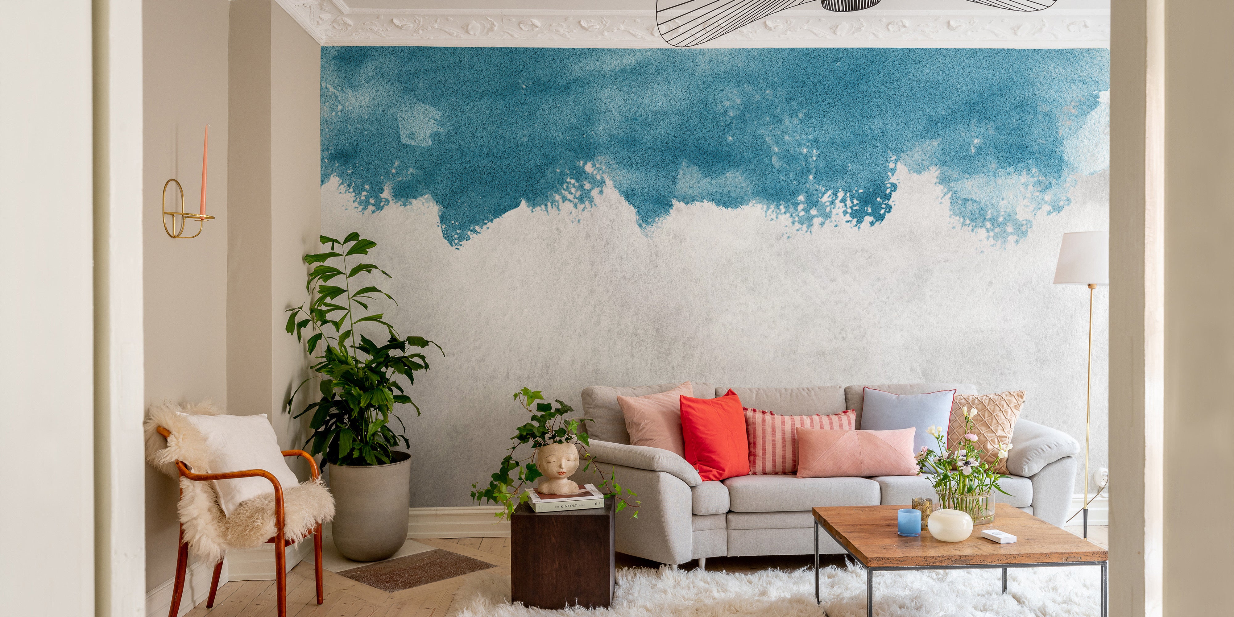 Distressed Blue Wall Accent
