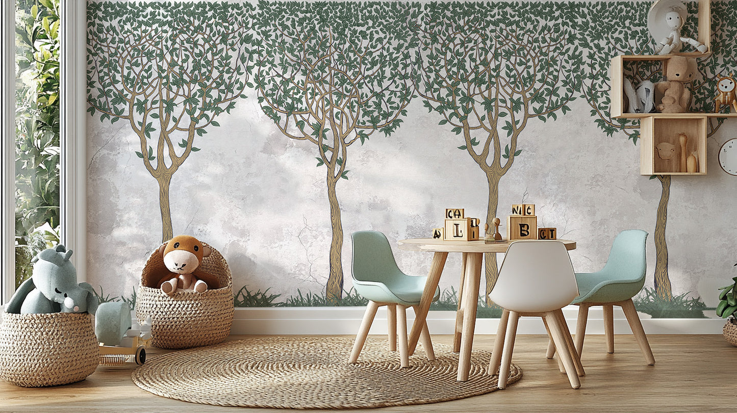 Concrete Texture with Trees Wall Decor