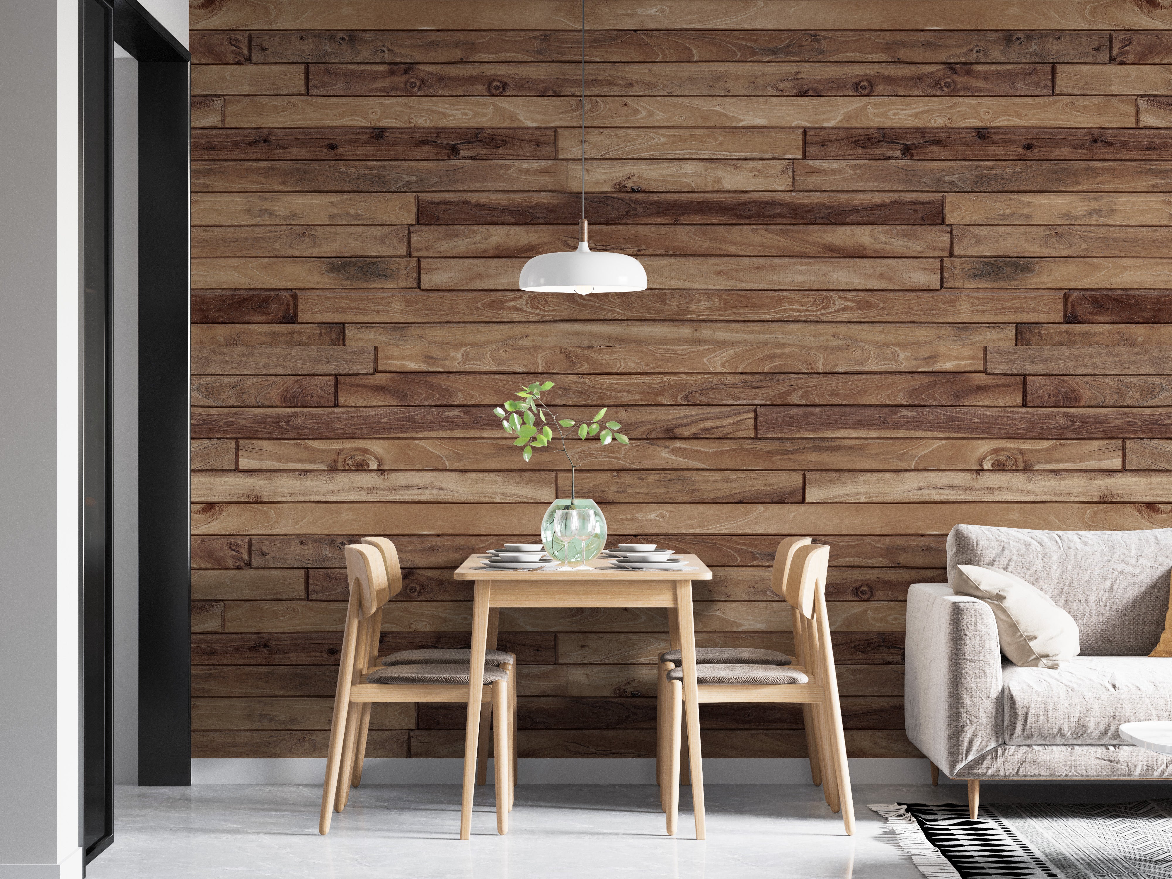 Industrial wooden and brick wallpaper
