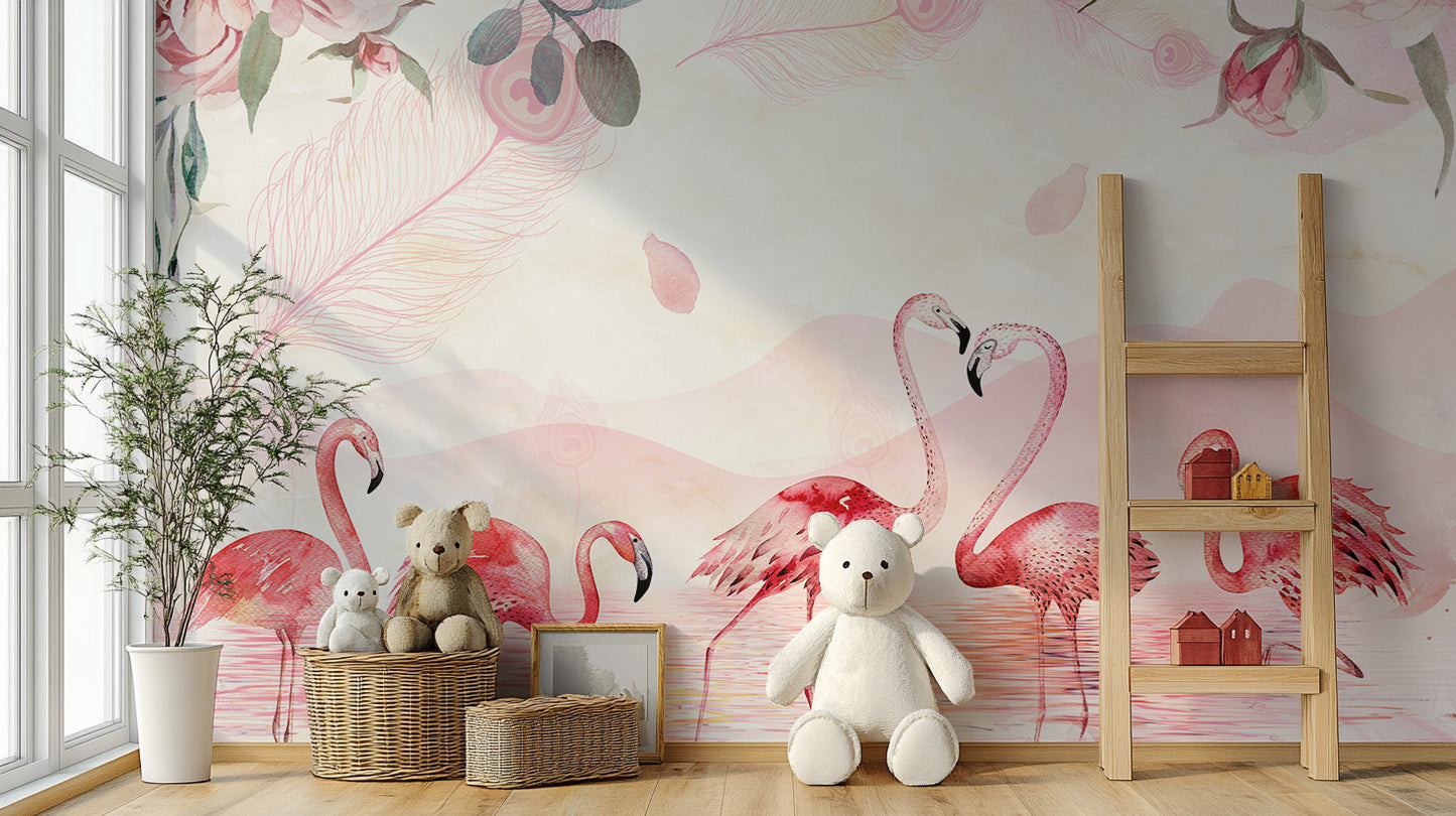 Artistic Flamingo Wallpaper Mural