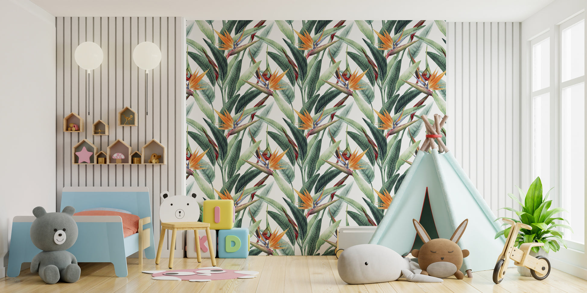 Hand-Painted Jungle Leaves Wallpaper