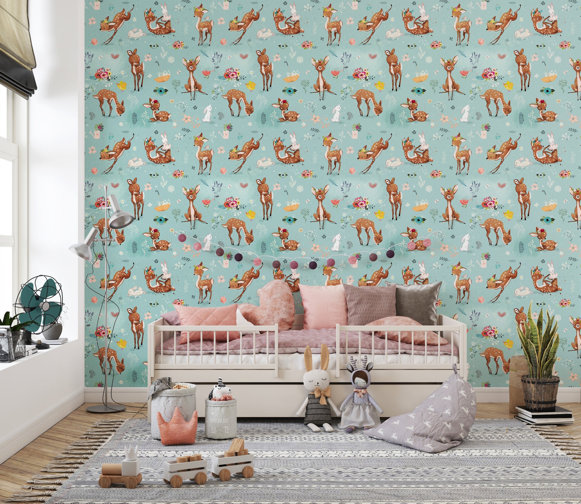 Soft Pastel Woodland Animals Wallpaper