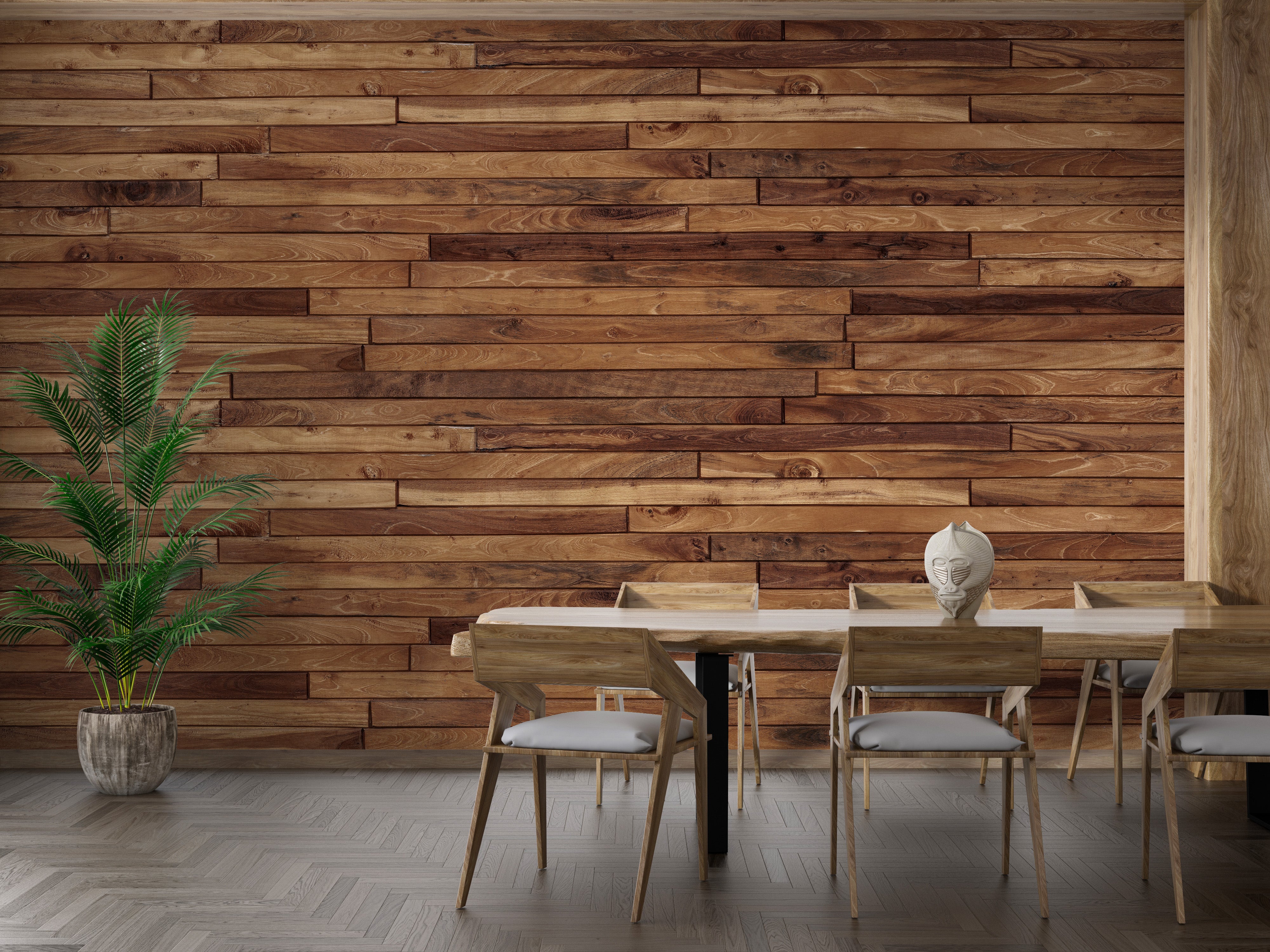 Pine Wood Stripe Wallpaper