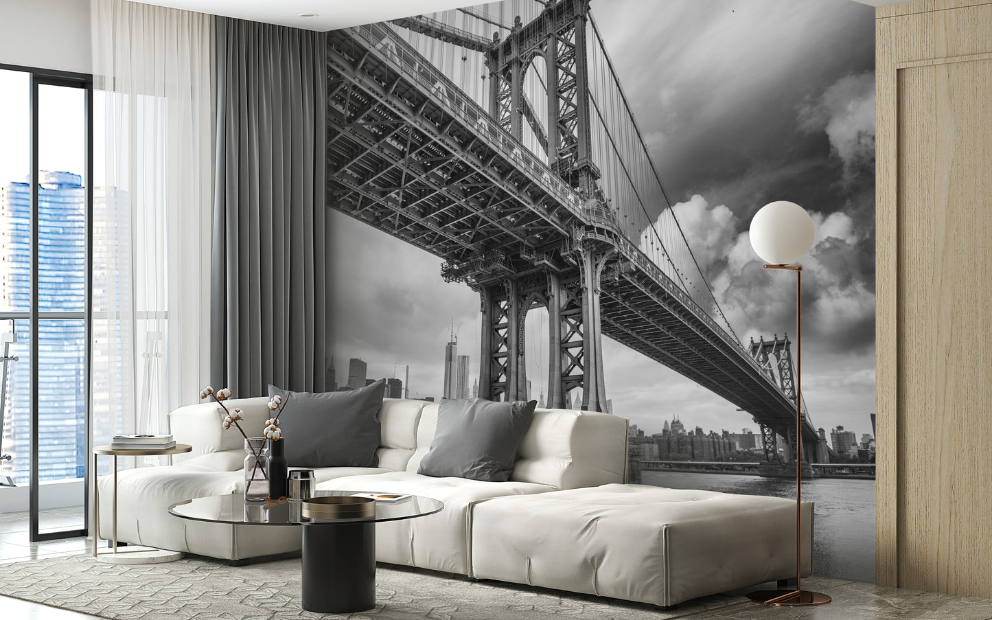 Iconic NYC bridge wallpaper art style