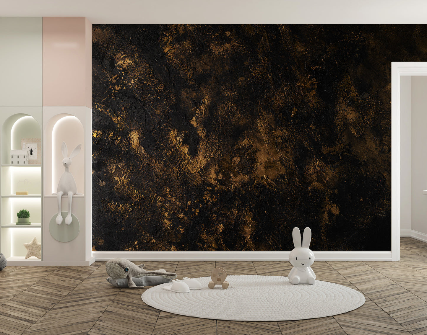 Black Gold Textured Wallpaper Wall Mural