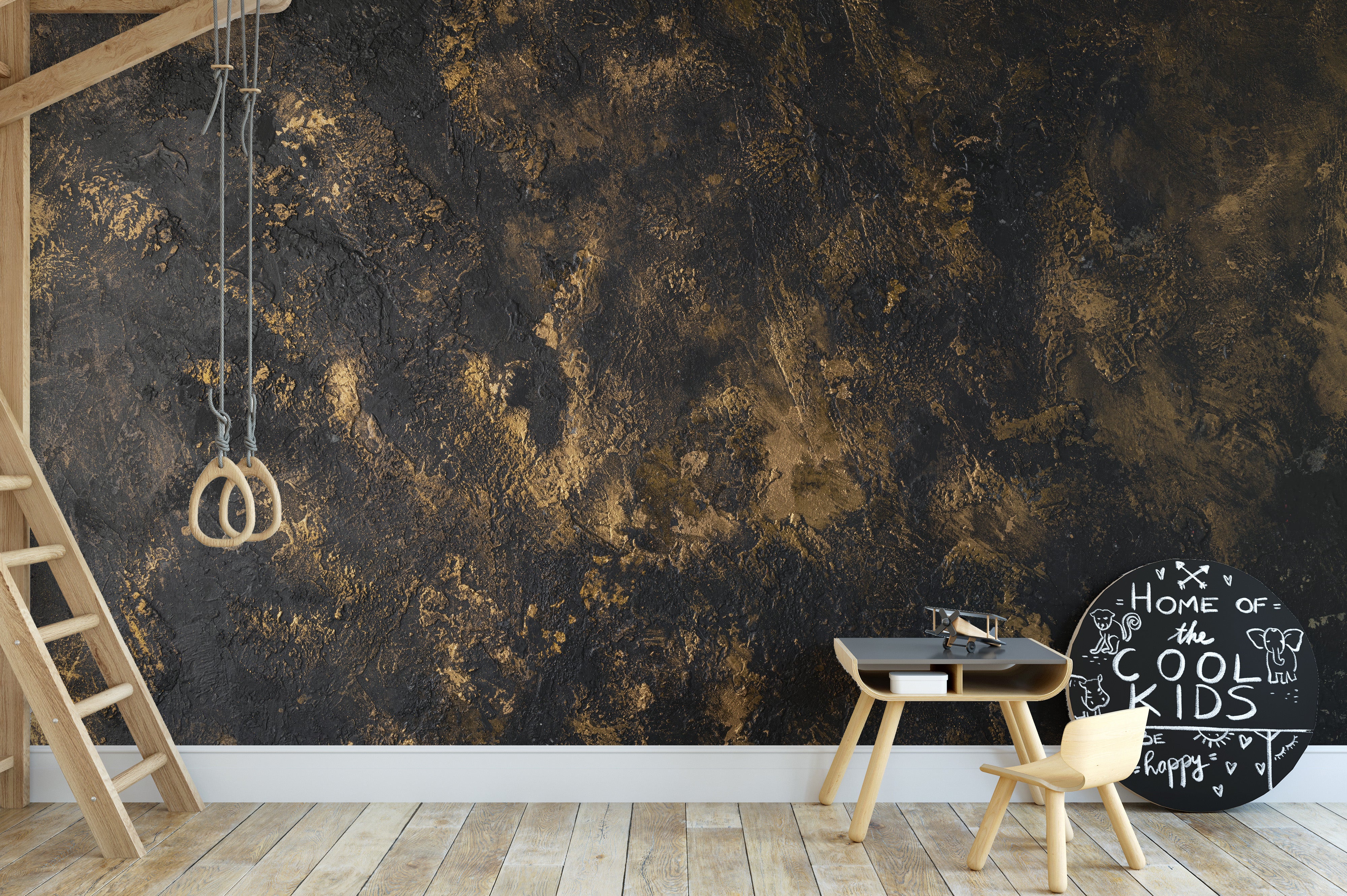 Modern textured black gold wallpaper