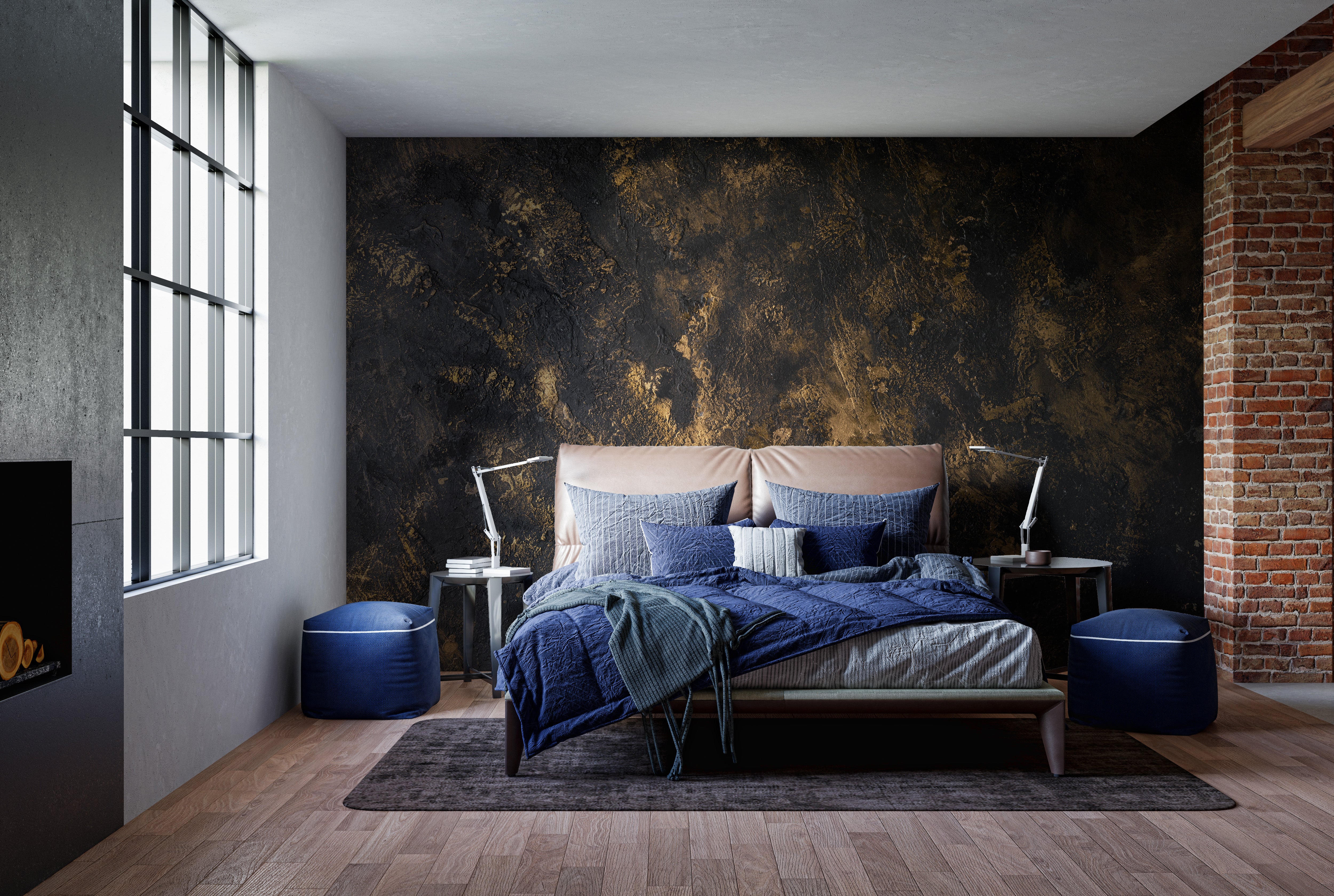 Artistic black gold textured mural style