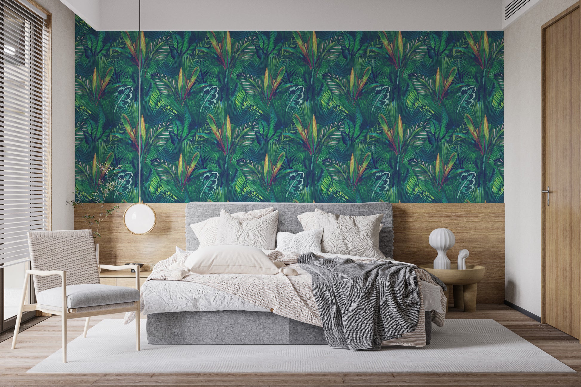 Tropical greenery peel and stick mural