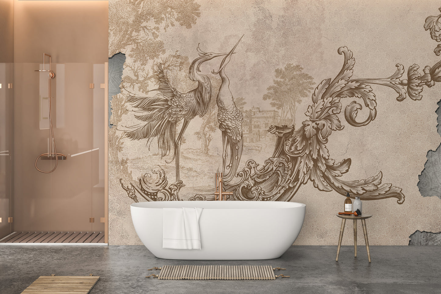 Rococo Beige Color Vintage Design Wallpaper Murals - Giffywalls