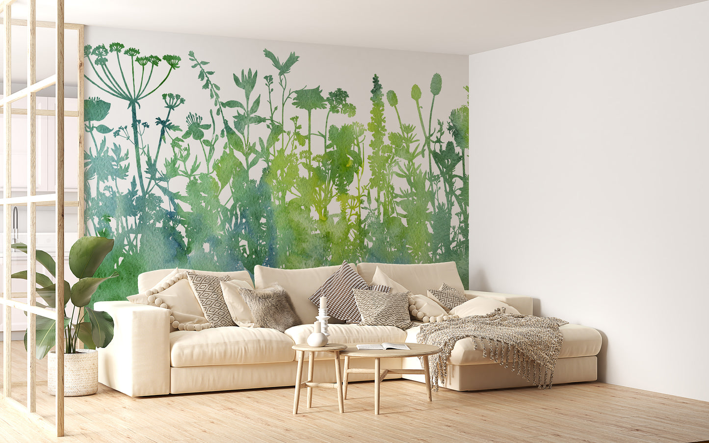 Watercolor Trees Botanical Pattern Wallpaper For Walls