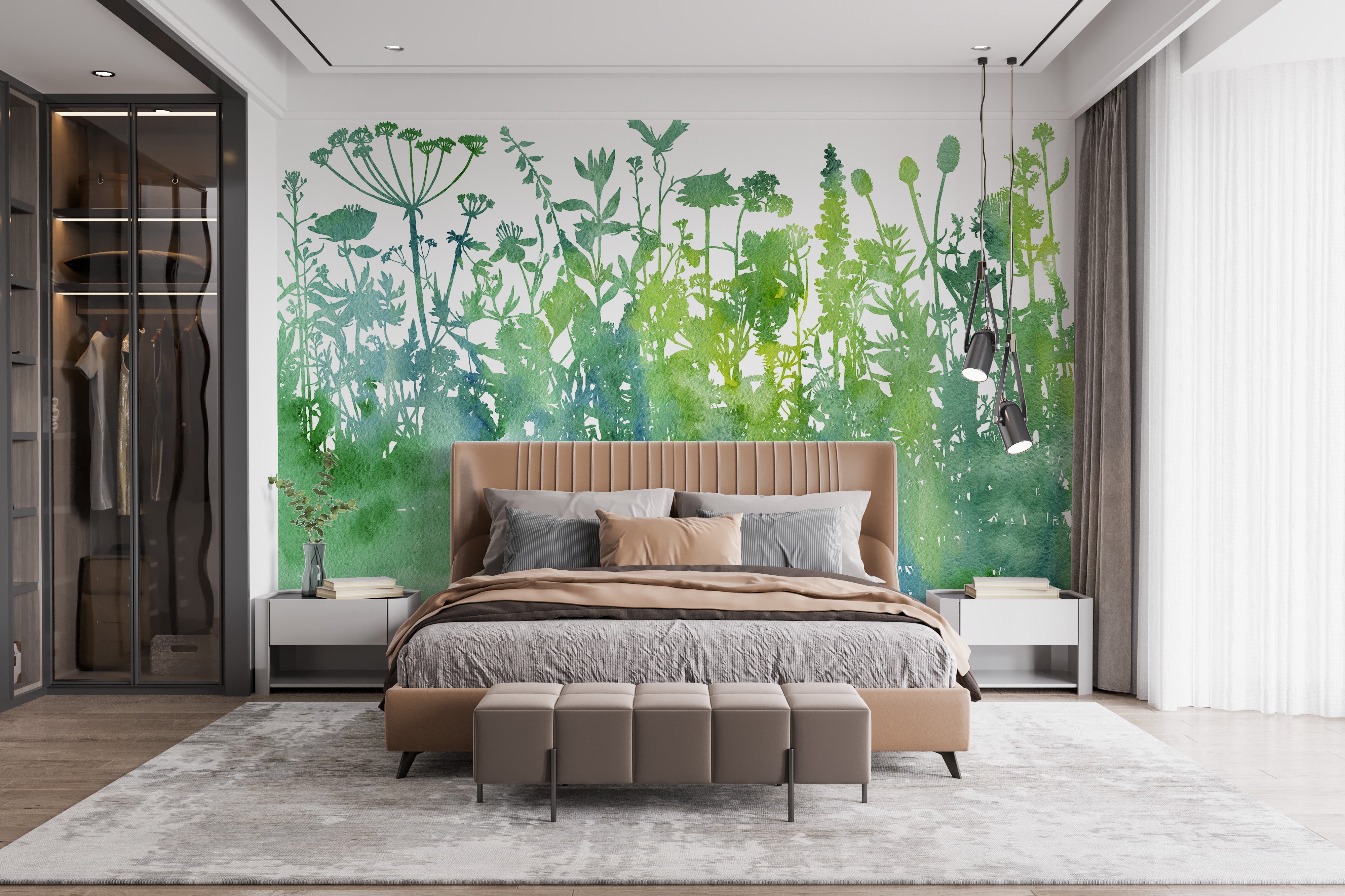 Tree-themed botanical wallpaper style