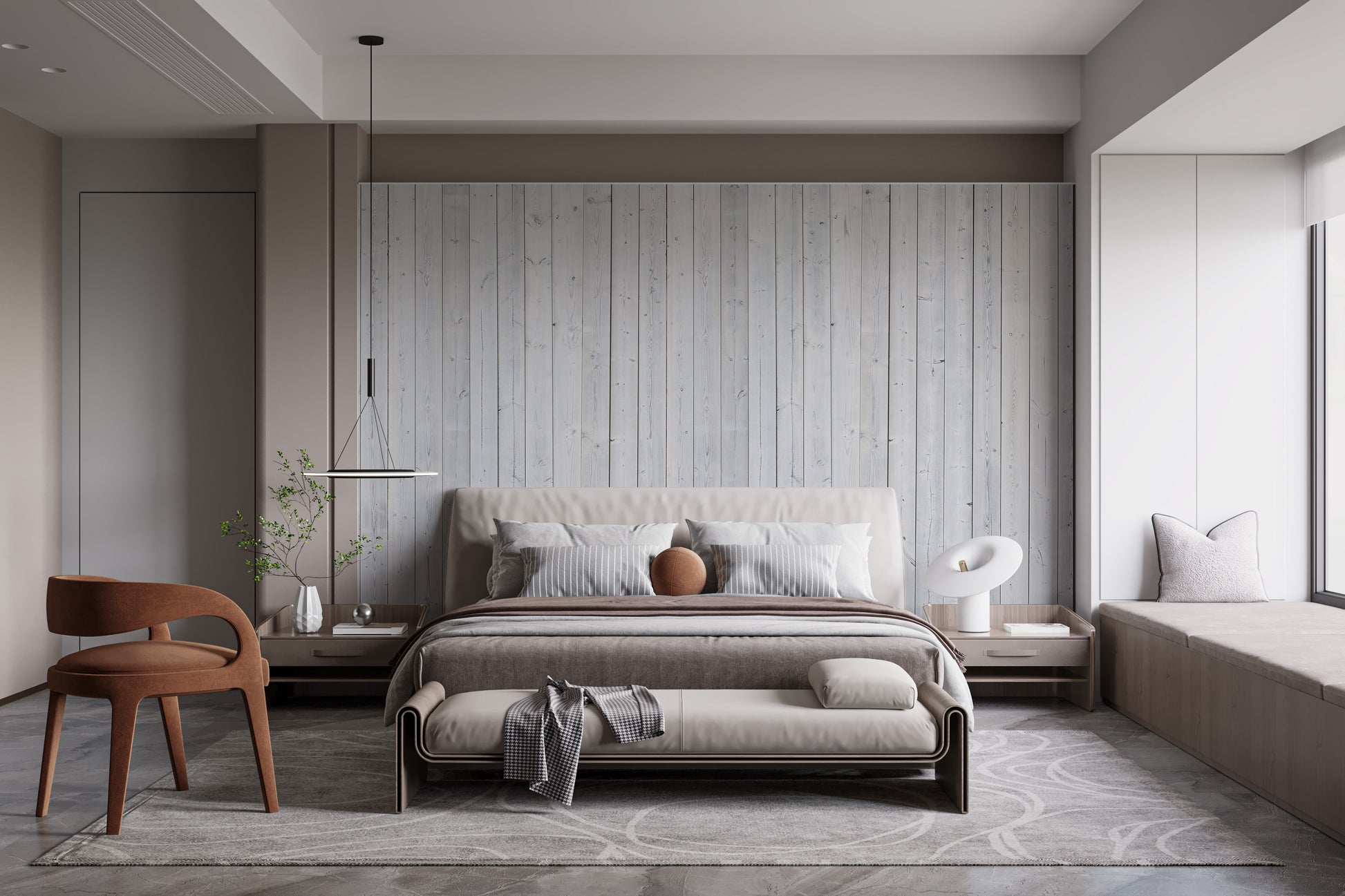 Decorative wood-inspired wallpaper look
