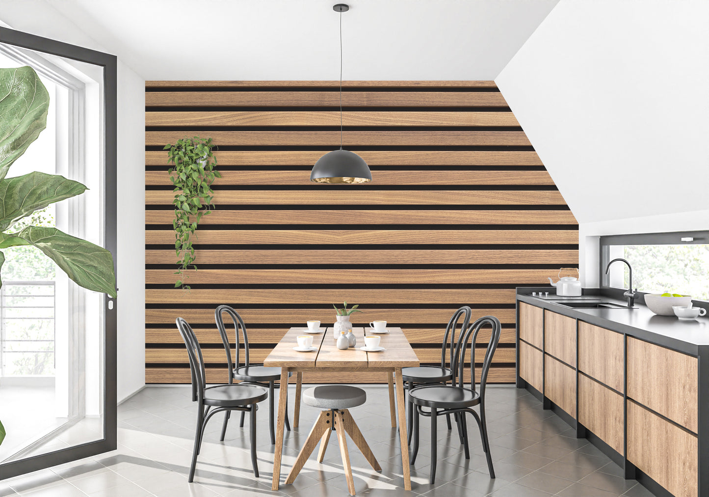 Versatile wooden stripe wallpaper pattern
