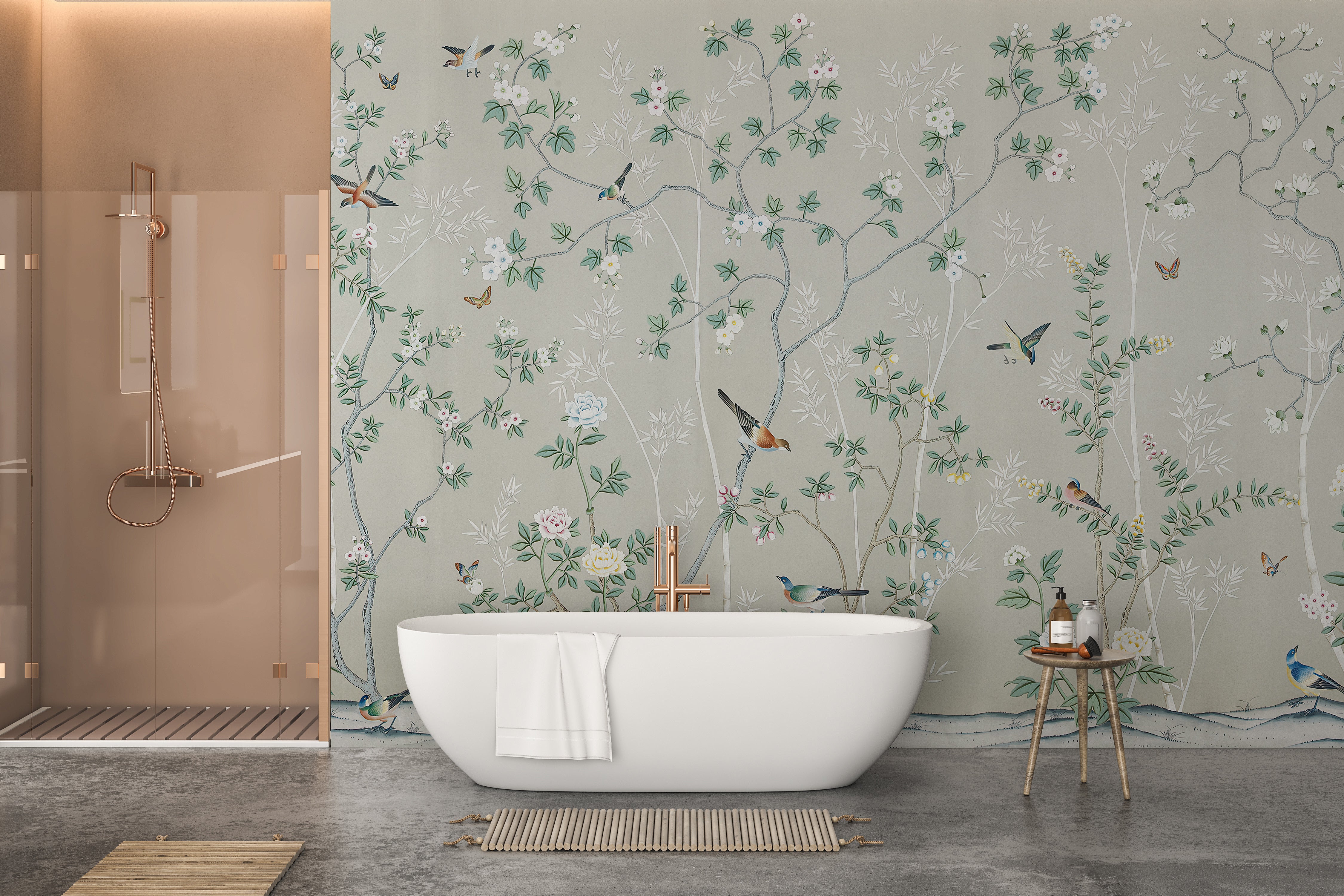 Stylish leaf-pattern Chinoiserie wallpaper
