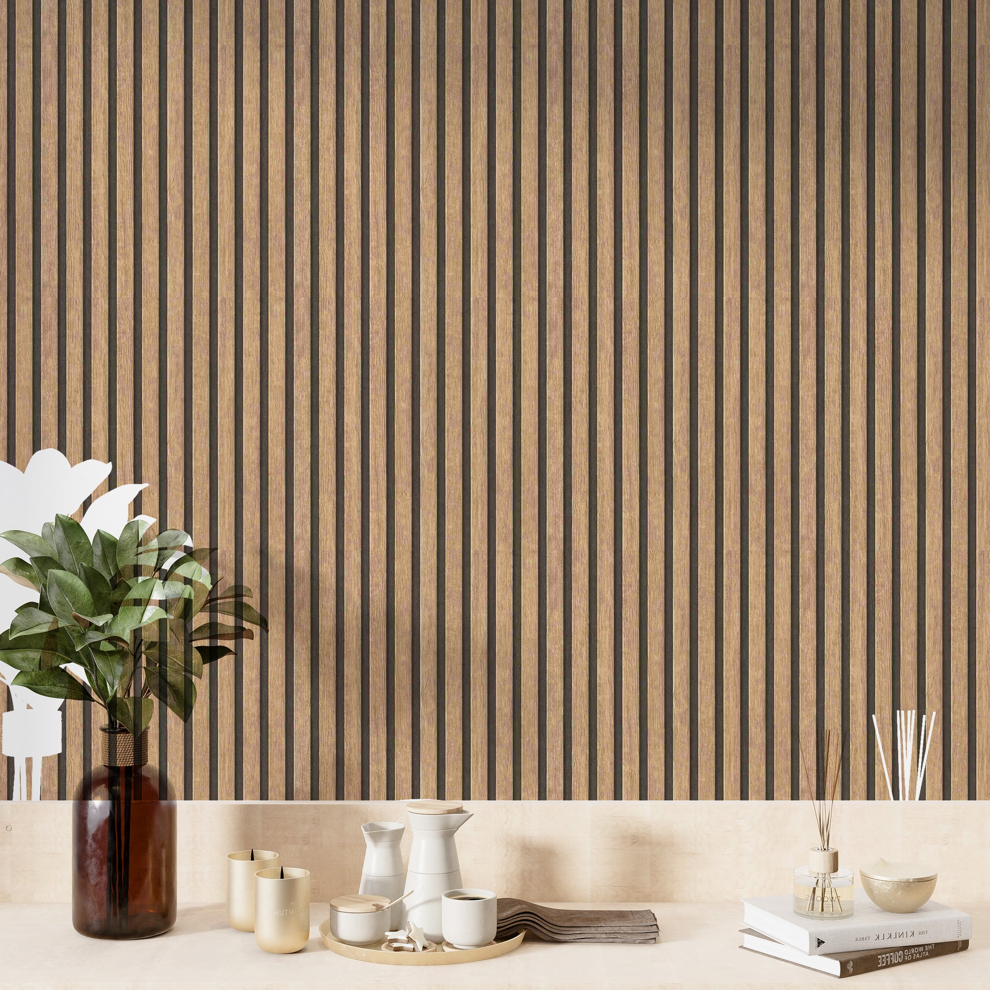 3D wood effect wallpaper for a natural look
