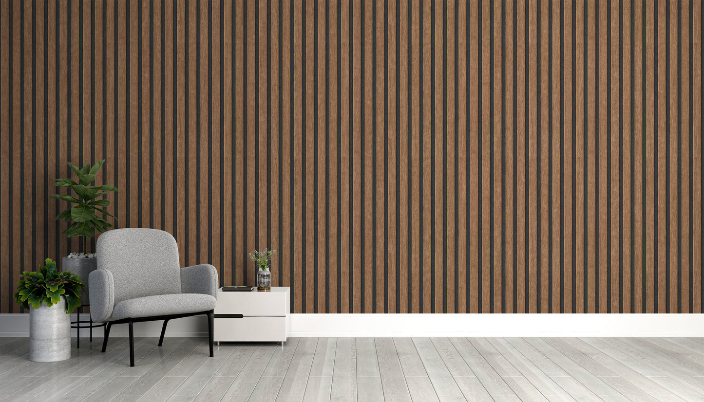 Decorative wood slat wallpaper for elegant wall decor
