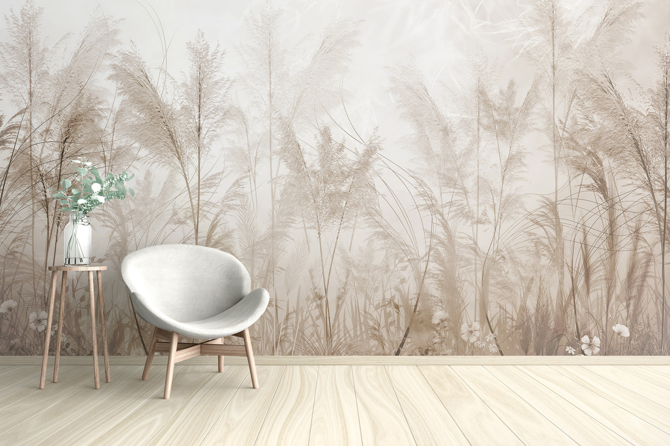 Elegant pampas grass wallpaper for a serene ambiance
