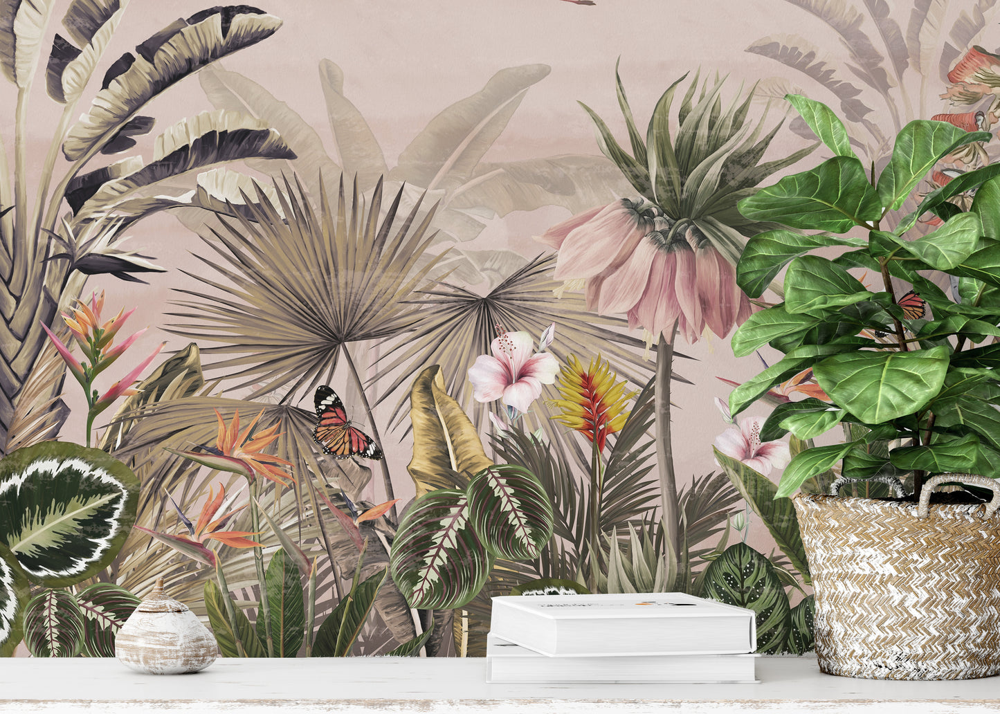 Nature-inspired wallpaper featuring tropical rainforest
