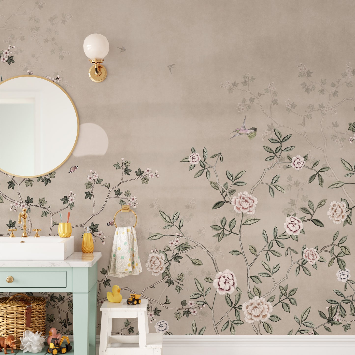 Chinoiserie Floral Botanical Wallpaper Mural