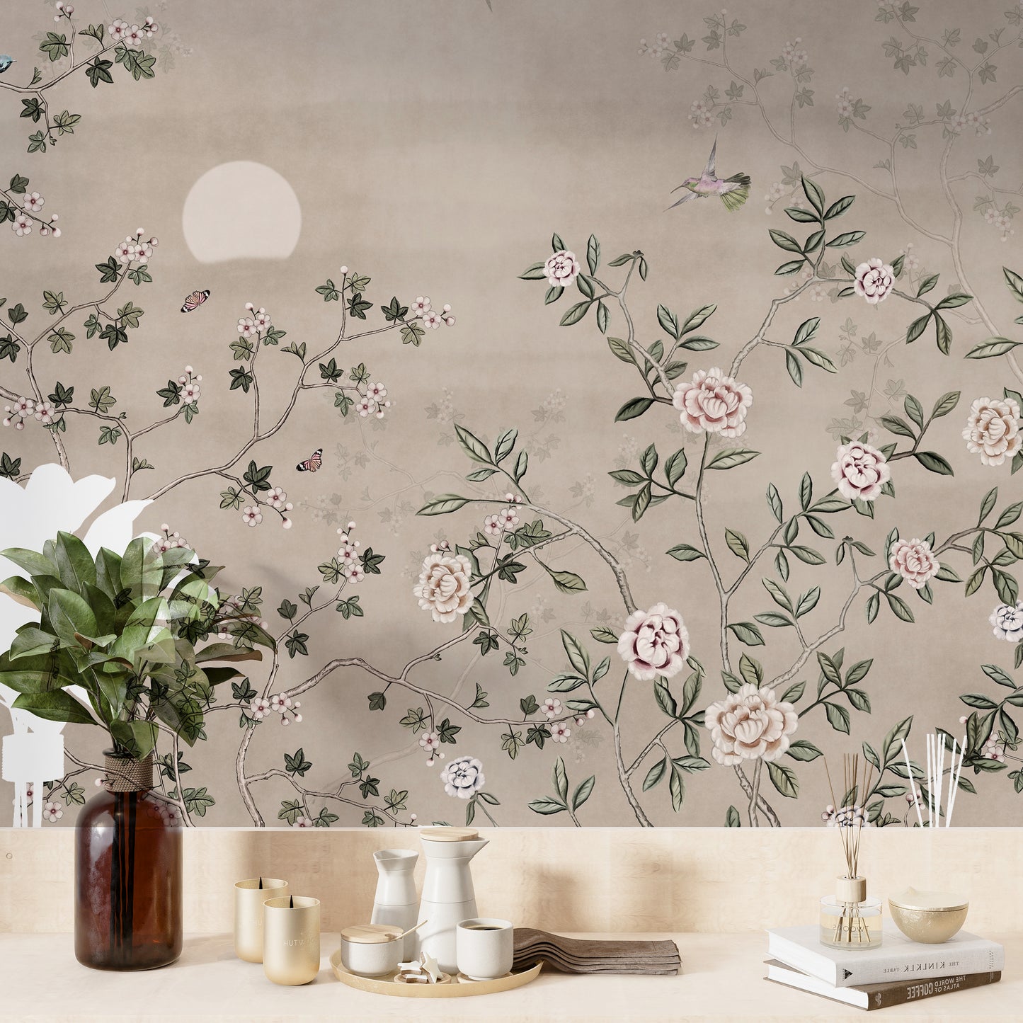 Chinoiserie Floral Botanical Wallpaper Mural