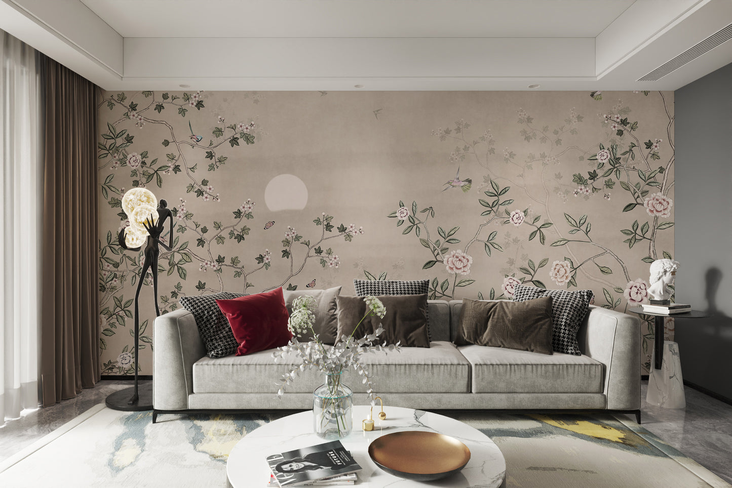 Chinoiserie Floral Botanical Wallpaper Mural