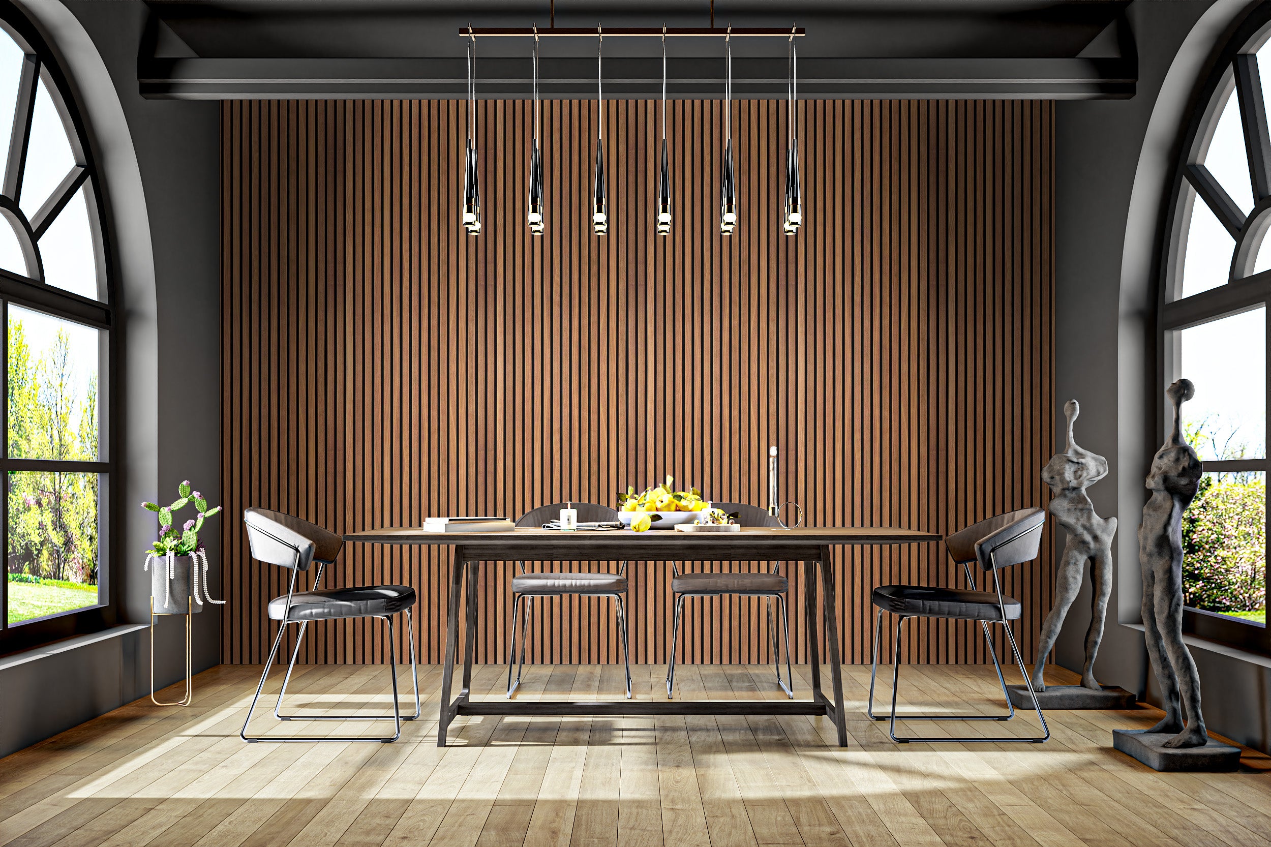 Rustic wooden wall decor wallpaper with vertical stripes
