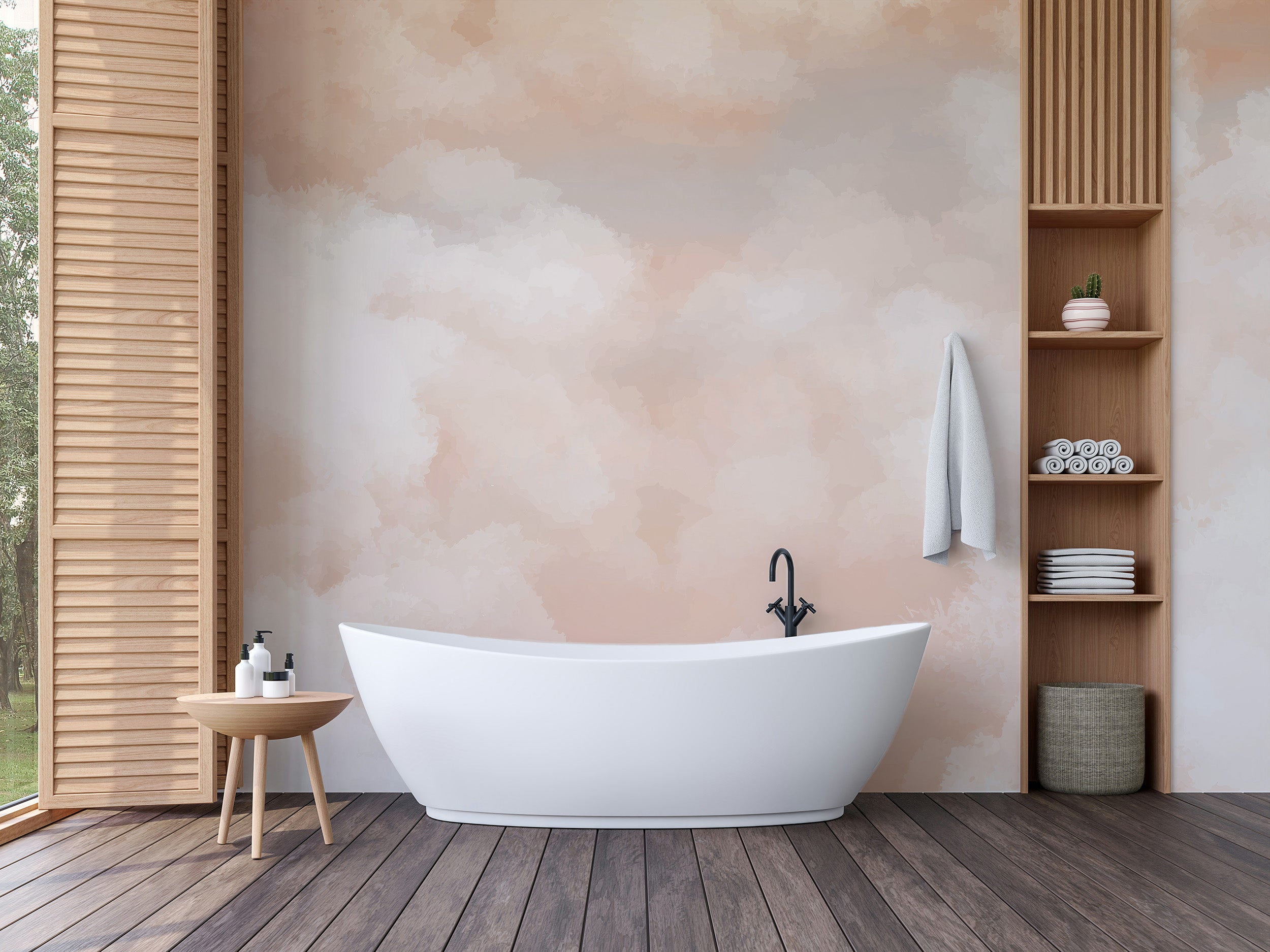 Dreamy peach-inspired wall mural art