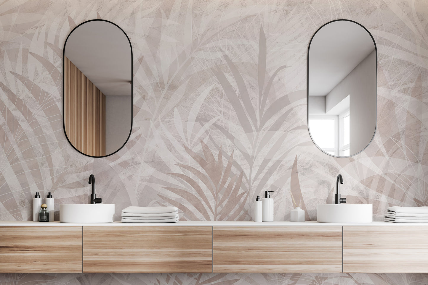 Sophisticated leaf-themed wallpaper mural for cozy vibe