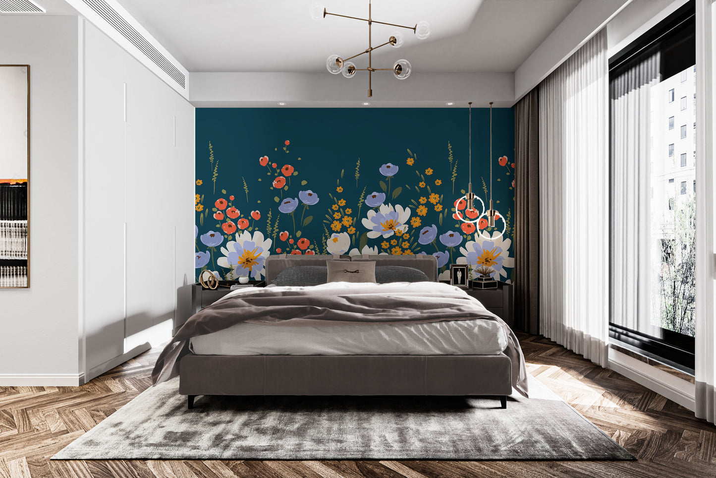 Midnight Garden Floral Mural