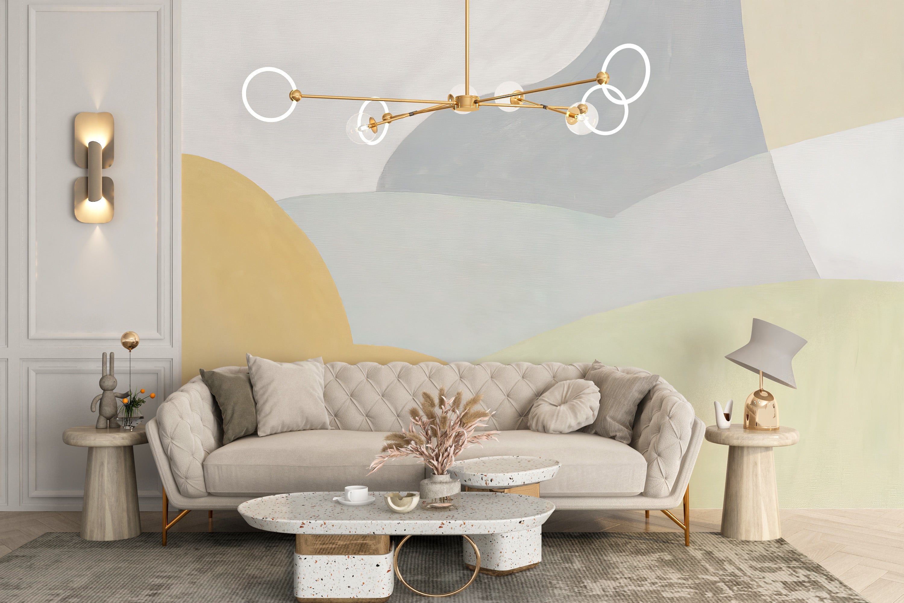 Elegant abstract wallpaper in subtle watercolor tones.